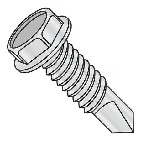 Usa Industrials Self-Drilling Screw, #12-24 x 1-1/4 in, Zinc Plated Steel Flange Hex Head External Hex Drive BULK-SCRW-12641